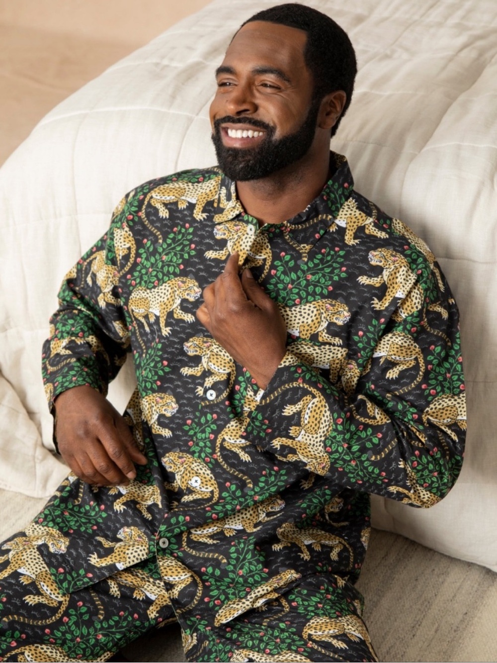 Printfresh Bagheera Ink Men’s Pajama Set Organic Cotton Leopard NWT Medium